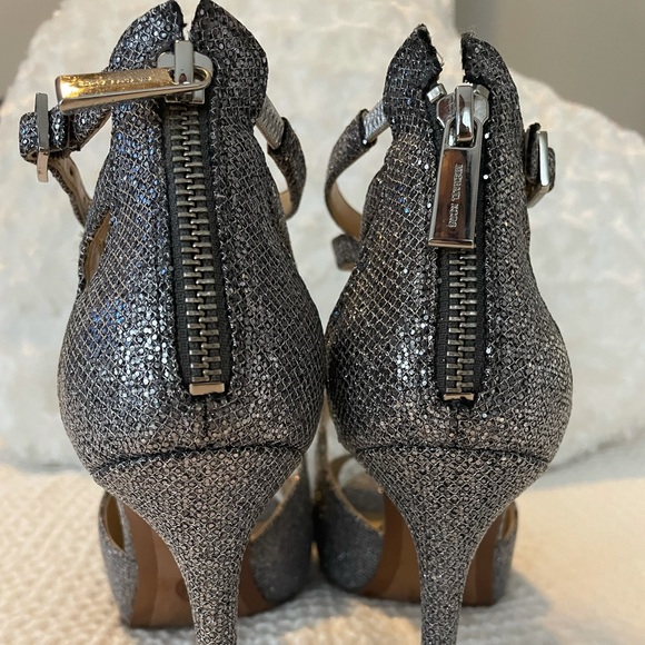 Michael Kors Gray Metallic Strappy Heels - Picture 3 of 5